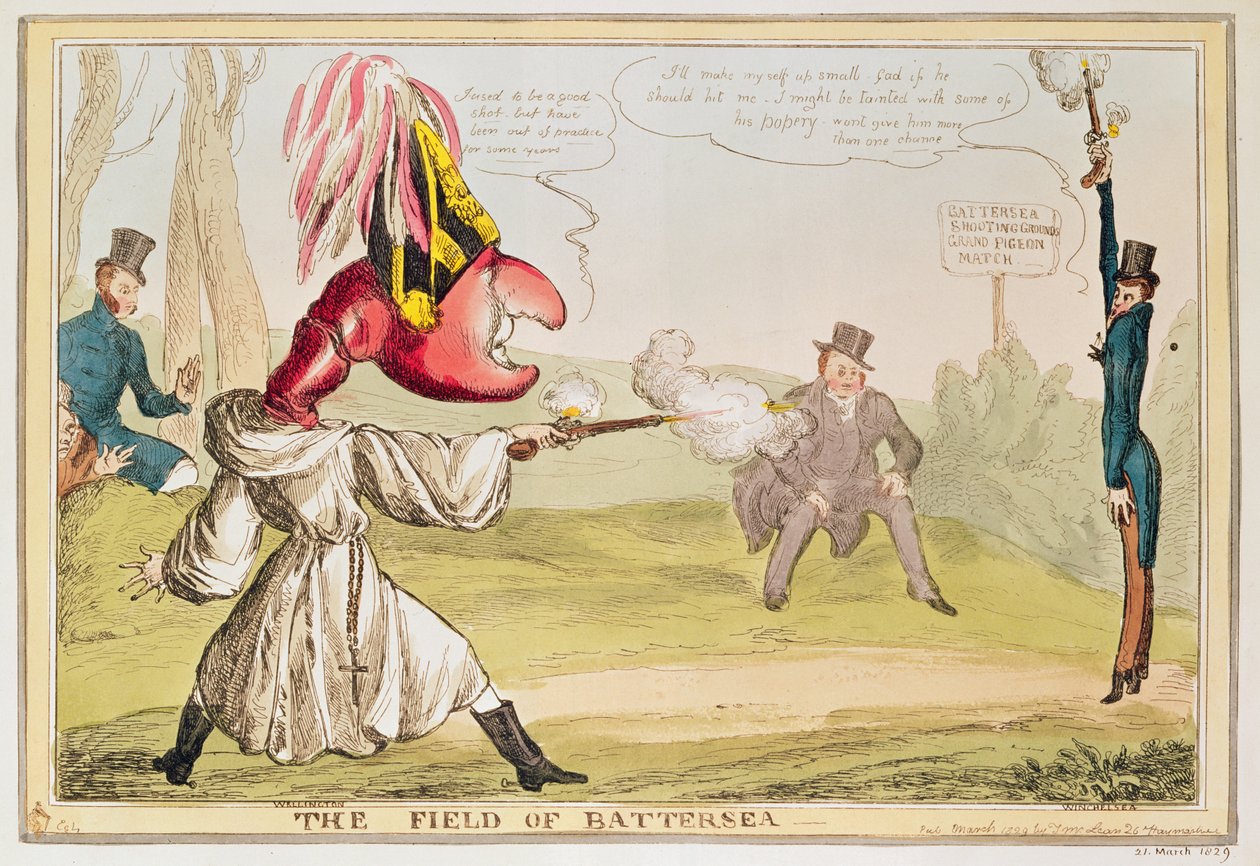 The Field of Battersea, 1829 (farveætsning) af English School