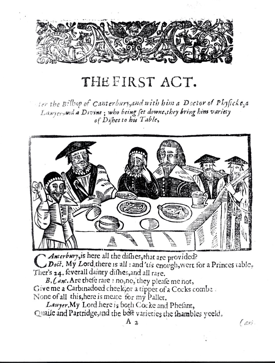 The First Act, et satirisk skuespil mod William Prynne (1600-69) af English School
