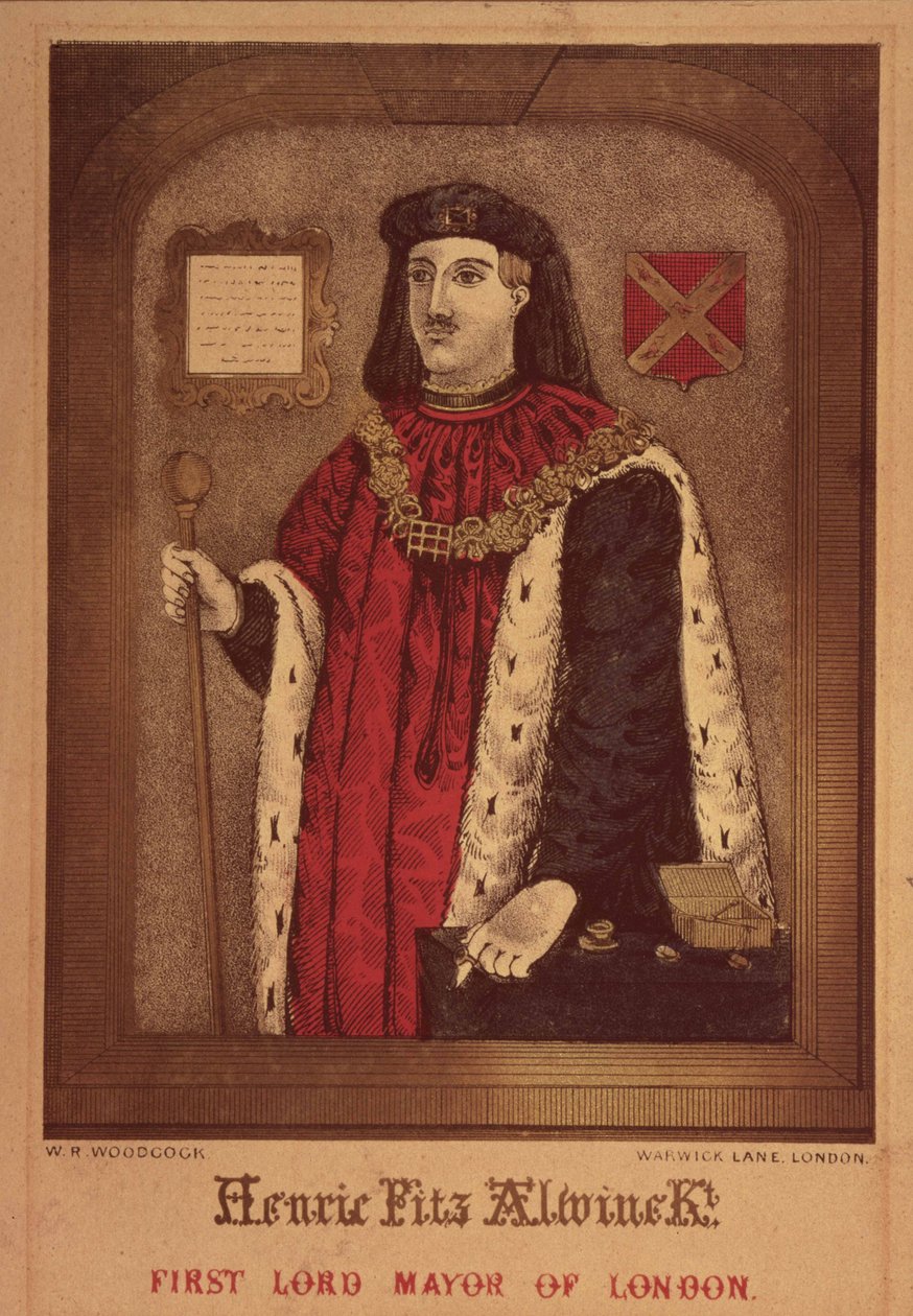 The First Lord Mayor of London af W. Woodcock (akvatint) af English School