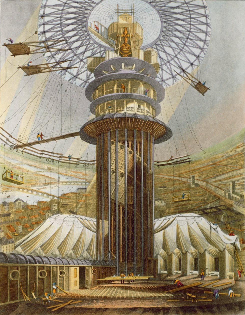 Den geometriske opstigning til gallerierne i Colosseum, Regents Park, udgivet 1829 af English School