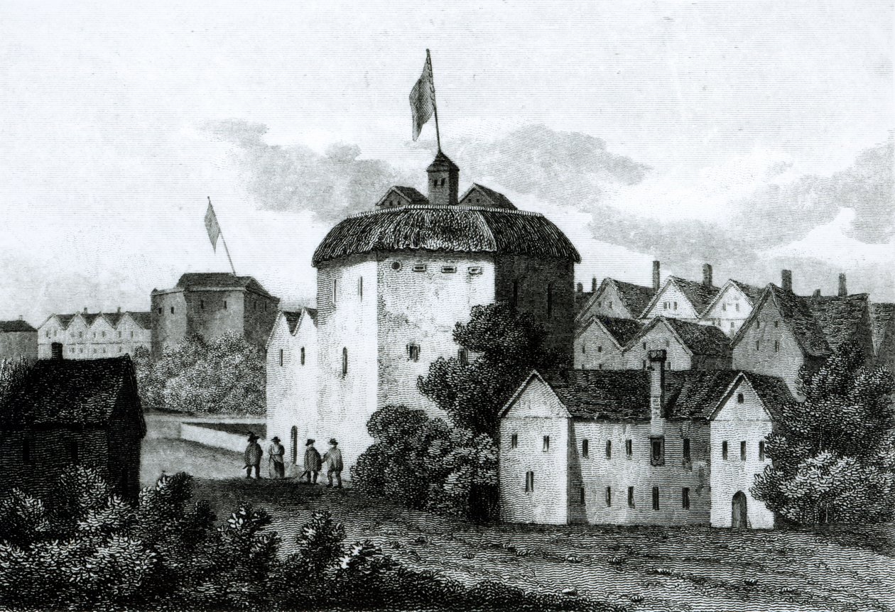 Globe Theatre on the Bankside, som det så ud under James I