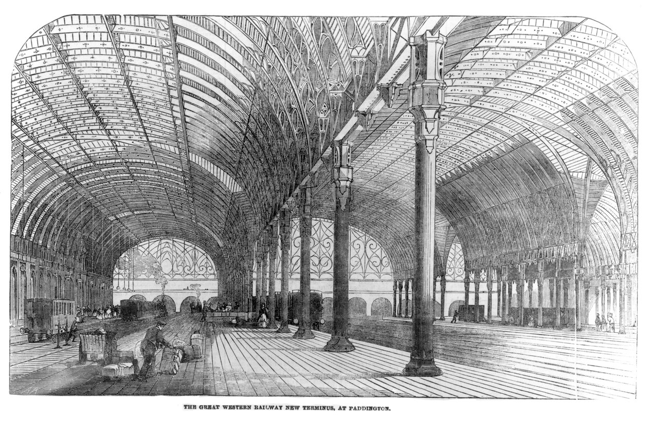 The Great Western Railway New Terminus i Paddington, London, 1854 af English School