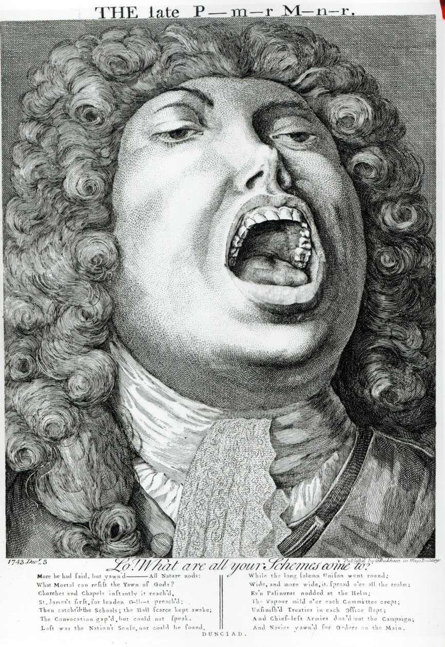 The Late Premier Minister, udgivet af G. Bickham, Mays Buildings, Covent Garden, 1743 af English School