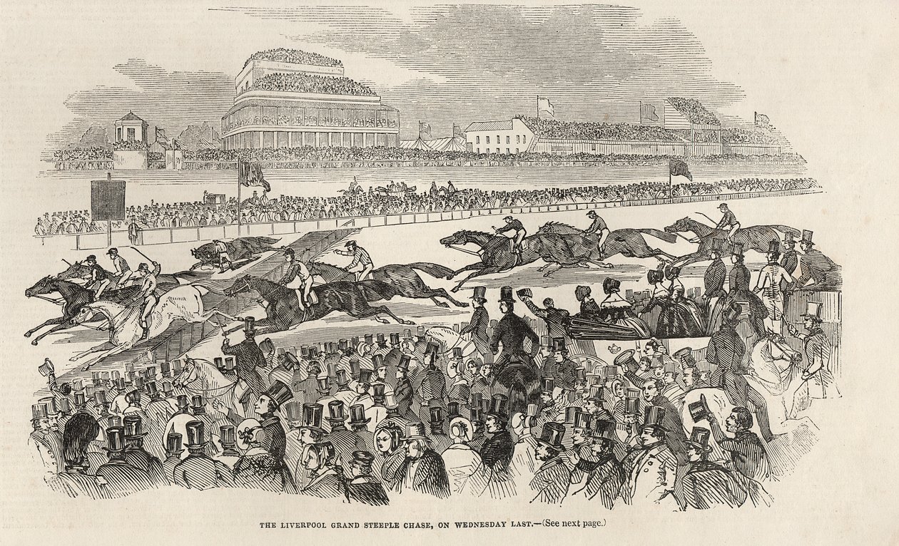 Liverpool Grand Steeple Chase onsdag i sidste uge, fra "The Illustrated London News", 8. marts 1845 af English School