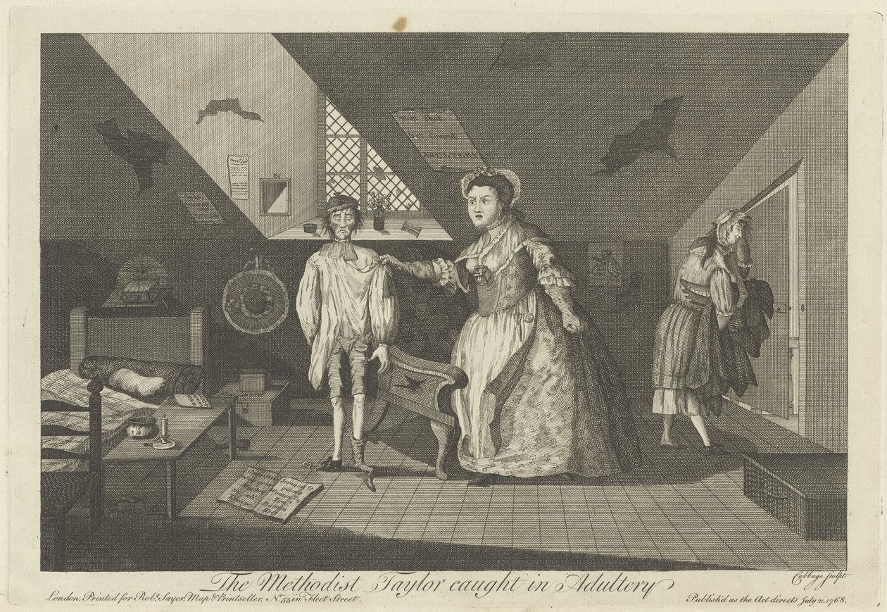 Metodisten Taylor fanget i utroskab, 1768 af English School