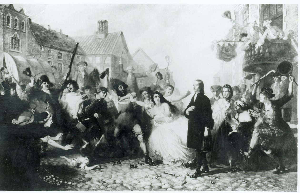 The Mobbing of John Wesley (1703-91) ved Wednesbury af English School