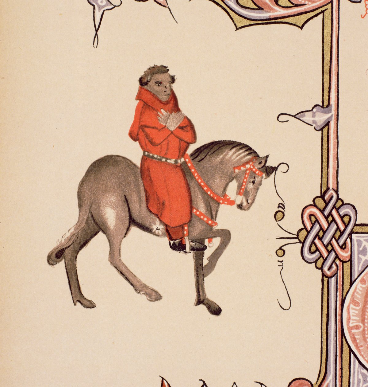 The Parson, detalje fra The Canteruby Tales, af Geoffrey Chaucer (ca. 1342-1400) Ellesmere Manuscript, faksimileudgave, 1911 (for originale detaljer, se 128919) af English School