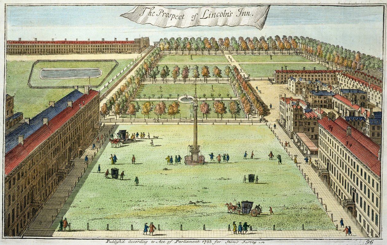 The Prospect of Lincolns Inn, for Stows Survey of London, pub. 1755 af English School