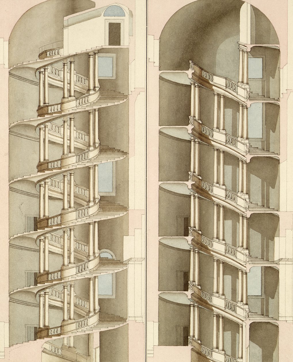 Trappen til Villa Farnese, Caprarola, 1800 (wc) af English School