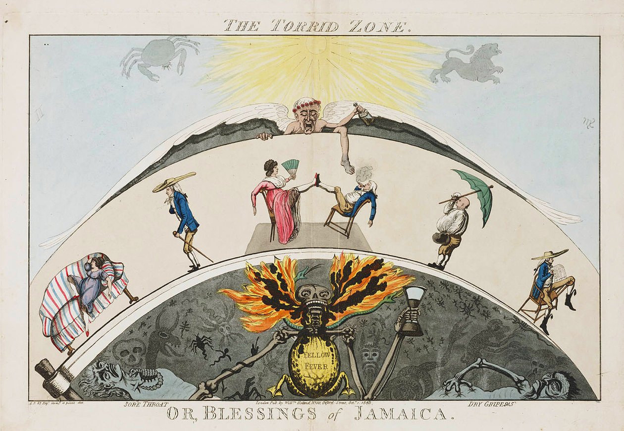 The Torrid Zone eller Jamaicas velsignelser. ca. 1800 (farvet akvatint) af English School