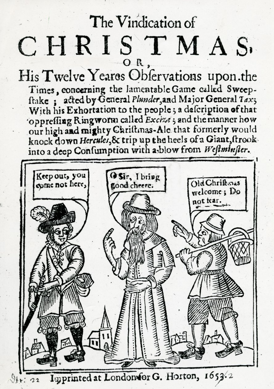The Vindication of Christmas, 1653 (træsnit og bogtryk) af English School