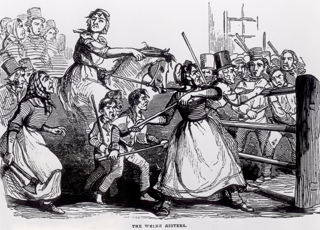 The Welsh Rioters, fra The Illustrated London News, 11. februar 1843 af English School