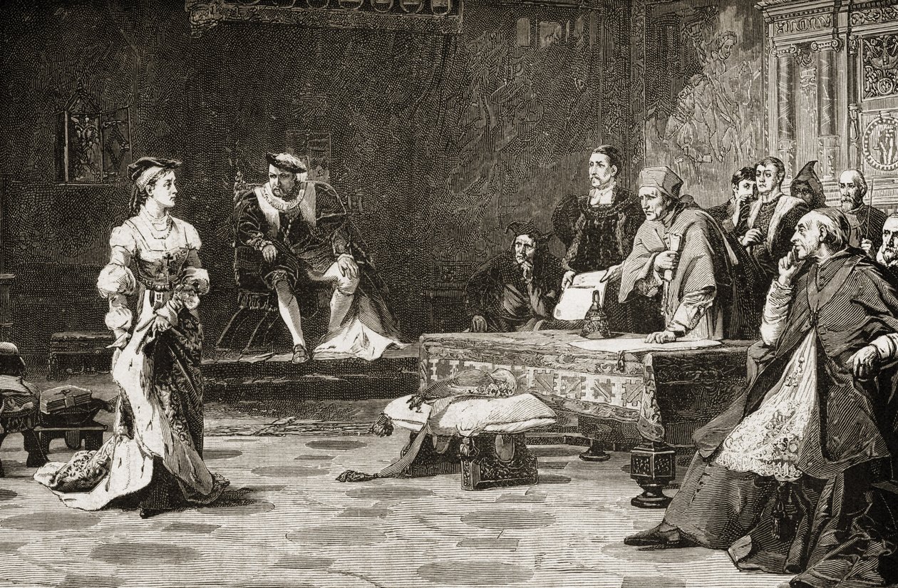 Den første retssag mod Katarina af Aragon (1485-1536) i 1529 af English School