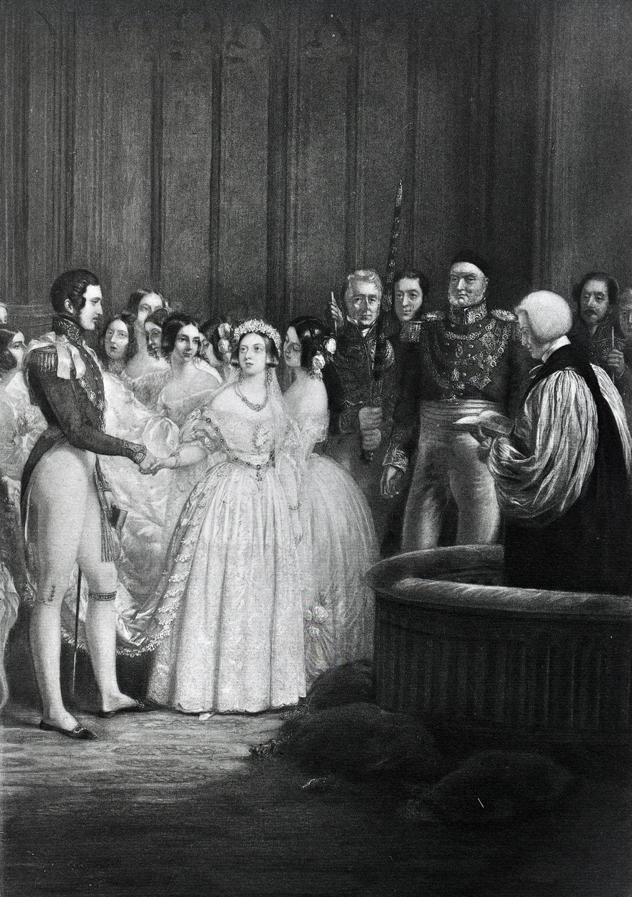 Dronning Victorias og Prins Alberts bryllup ceremoni den 10. februar 1840 af English School
