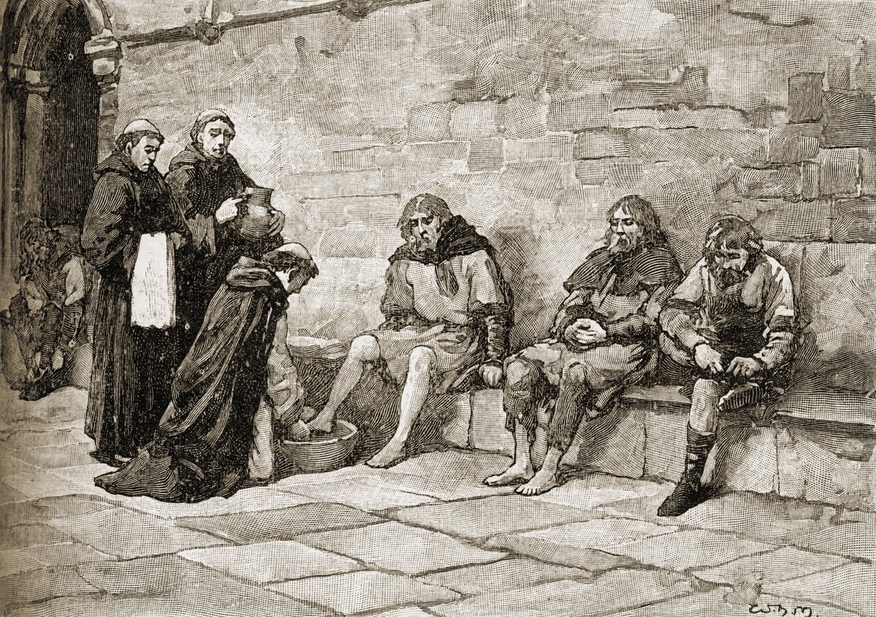 Thomas Becket (ca. 1118-70) vasker tiggeres fødder af English School