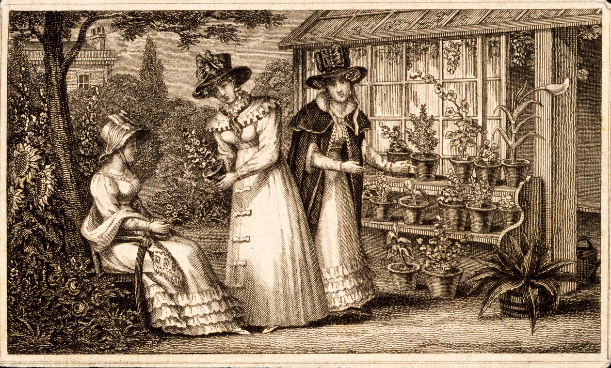 Three Ladies Gardening ved The Potting Shed c.1820