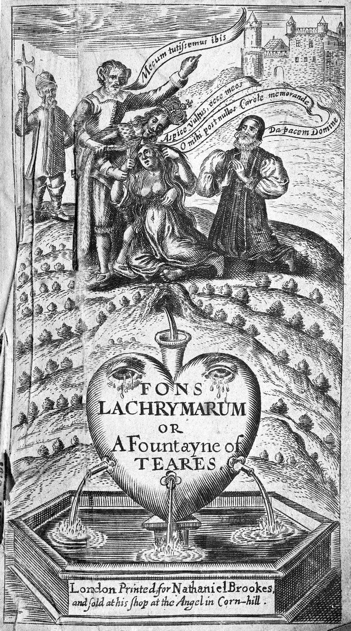 Titelblad for Fons Lacyrymarum, 1649 af English School