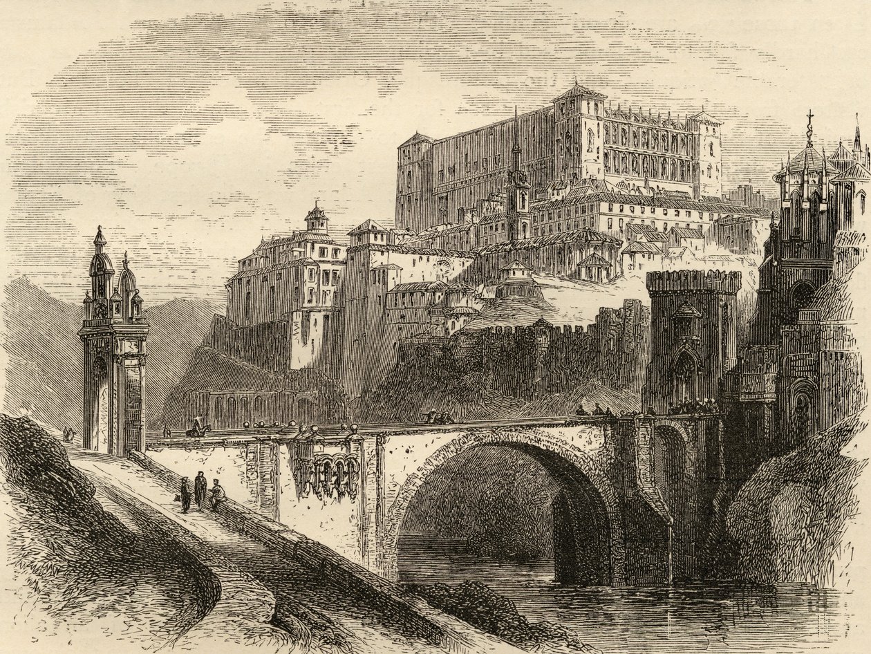 Toledo, Spanien, illustration fra 