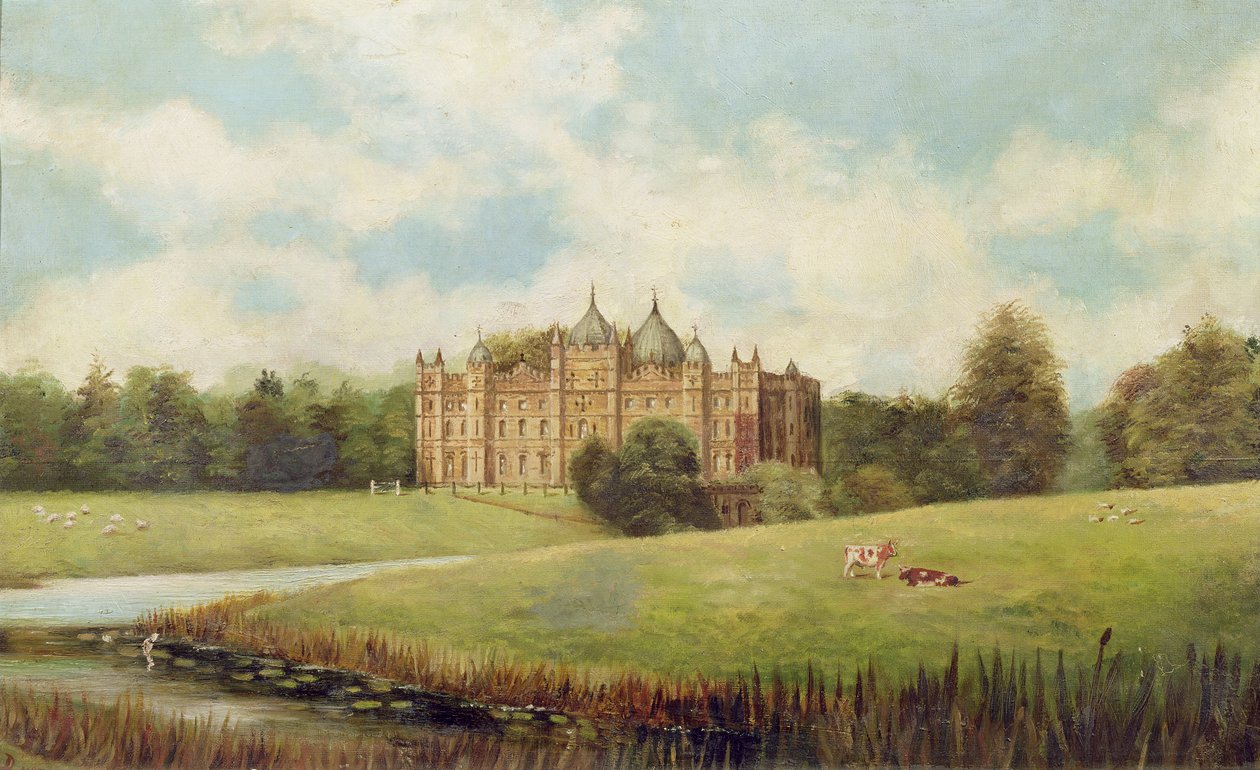 Tong Castle på tværs af engene (revet ned) af English School