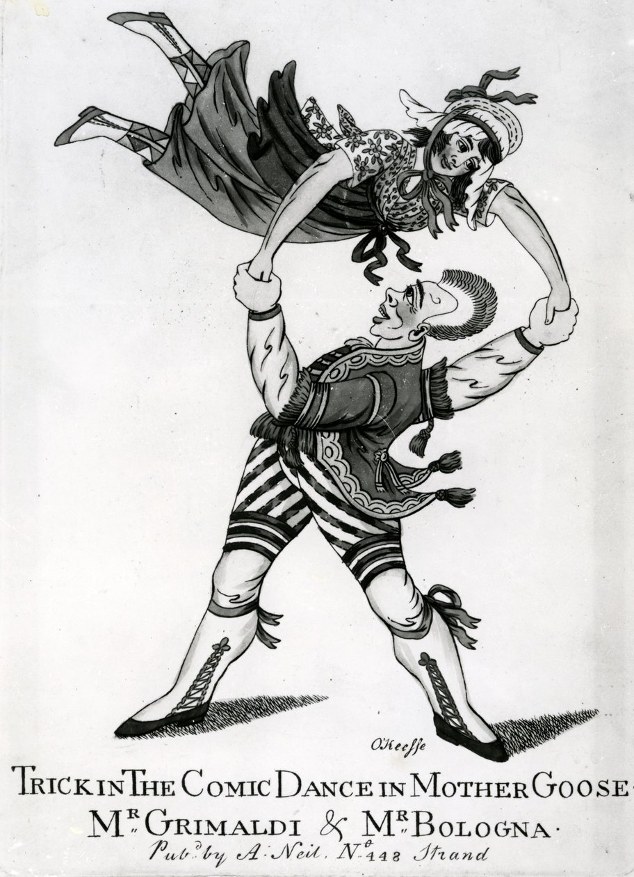Trick in the Comic Dance in Mother Goose - Mr Grimaldi und Mr Bologna, tryk lavet af O
