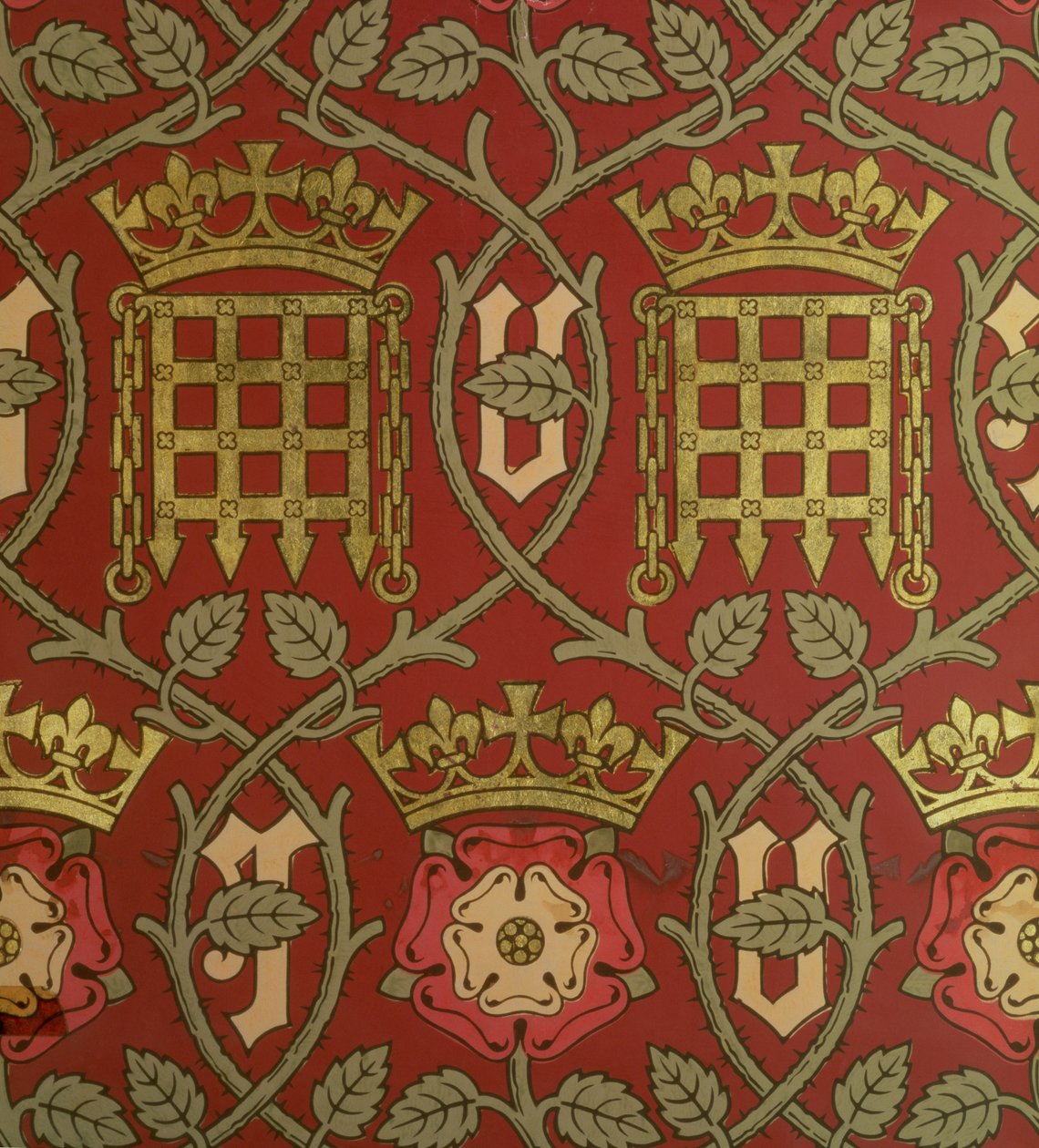 Tudor Rose, reproduktionstapet designet af S. Scott og produceret af Cole & Sons, efter et design af Augustus Charles Pugin (1762-1832) for Houses of Parliament, 1845-50 (se også 14528) af English School