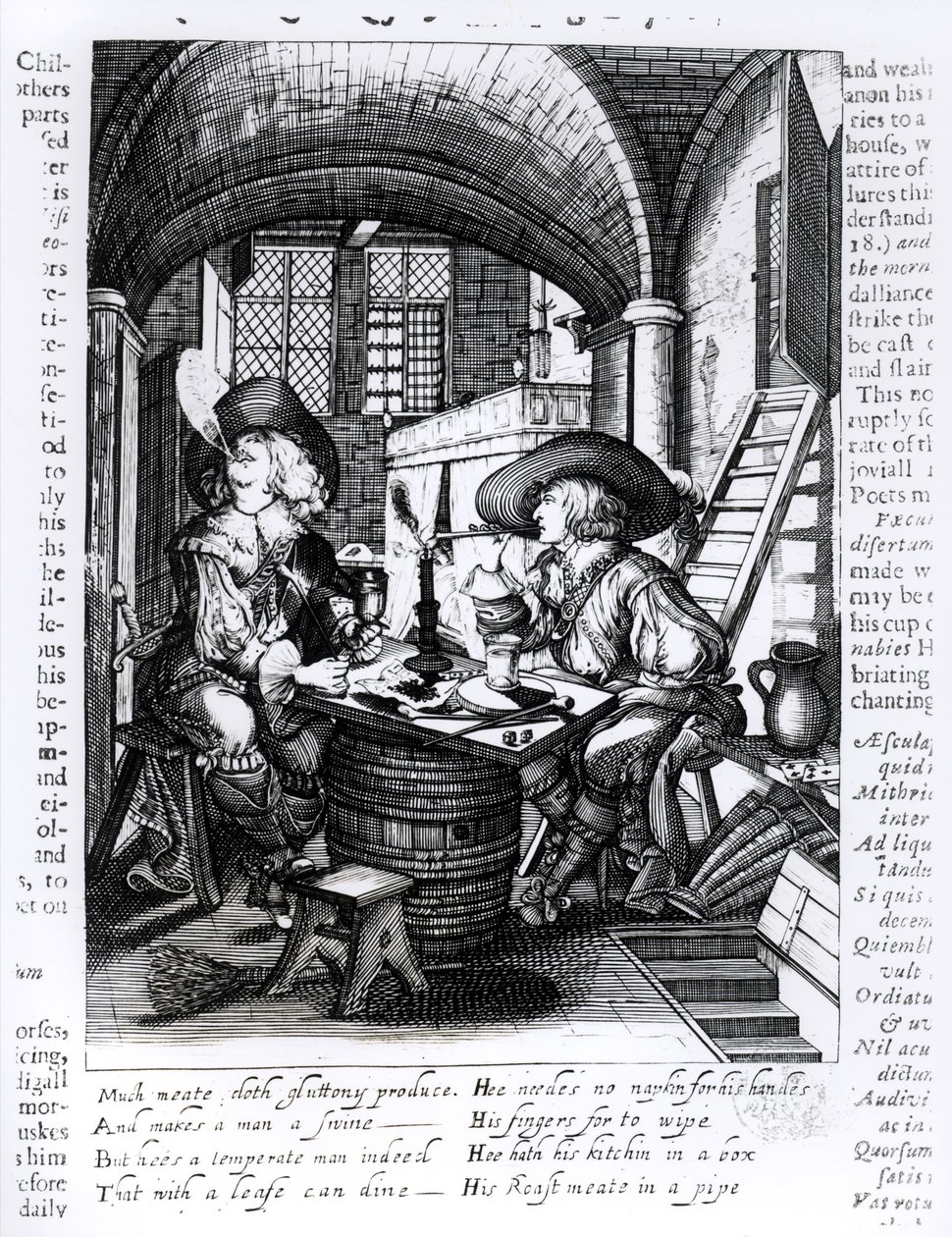 To unge adelsmænd, der ryger, en rygende illustration fra James I