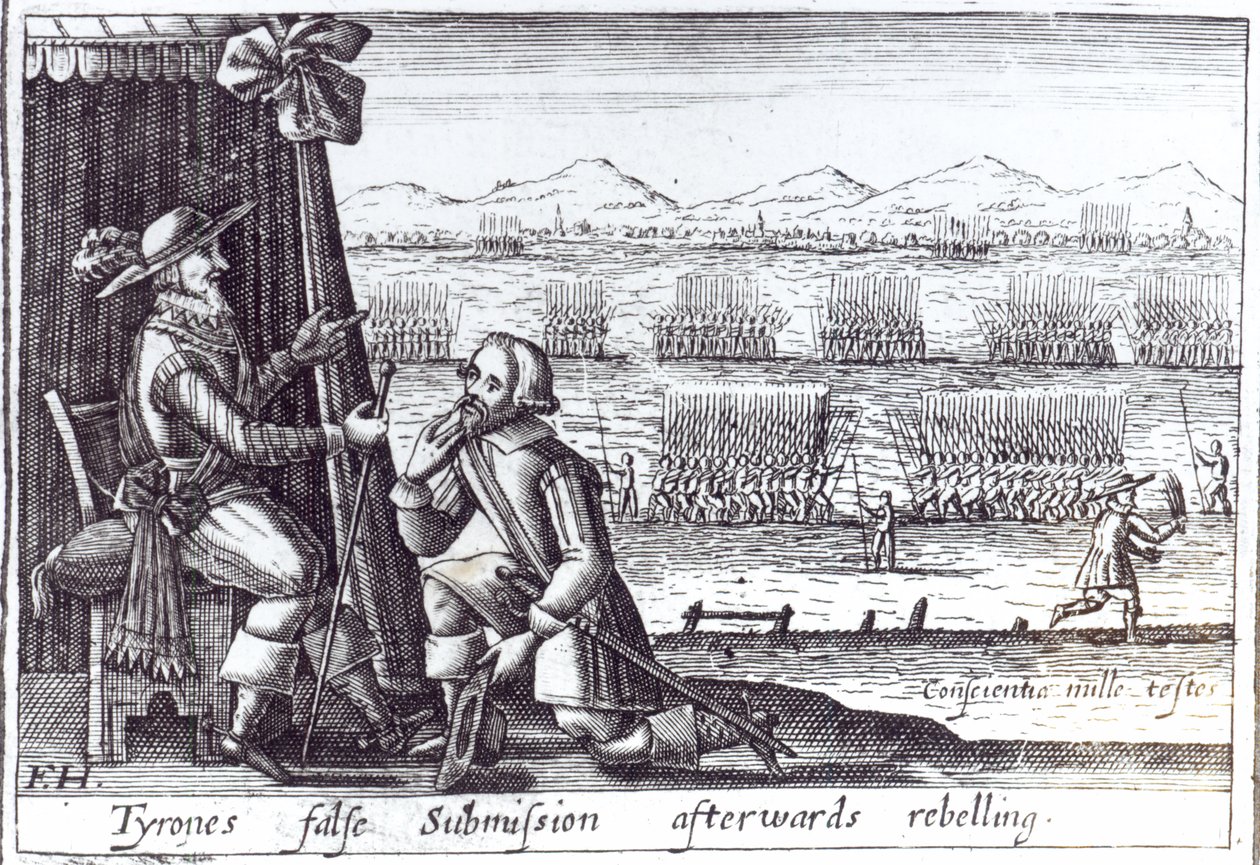 Tyrones falske underkastelse til Lord Deputy, Lord Mountjoy, i Mellifont, 30. marts 1603 af English School