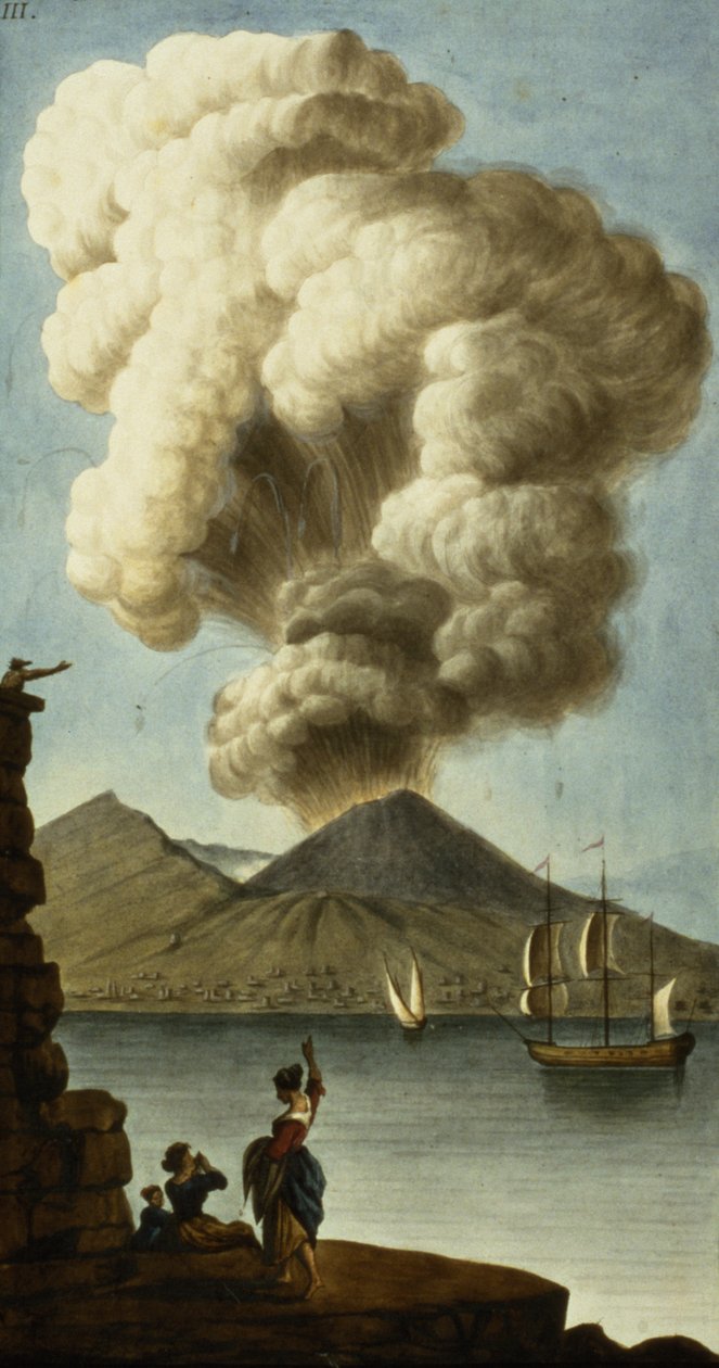 Vesuv i udbrud, plade III fra Sir William Hamiltons Campi Phlegraeiae (tillæg), 1779 (wc) af English School