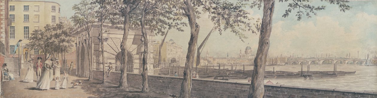 Udsigt over Blackfriars Bridge, fra York Terrace, 1786 af English School