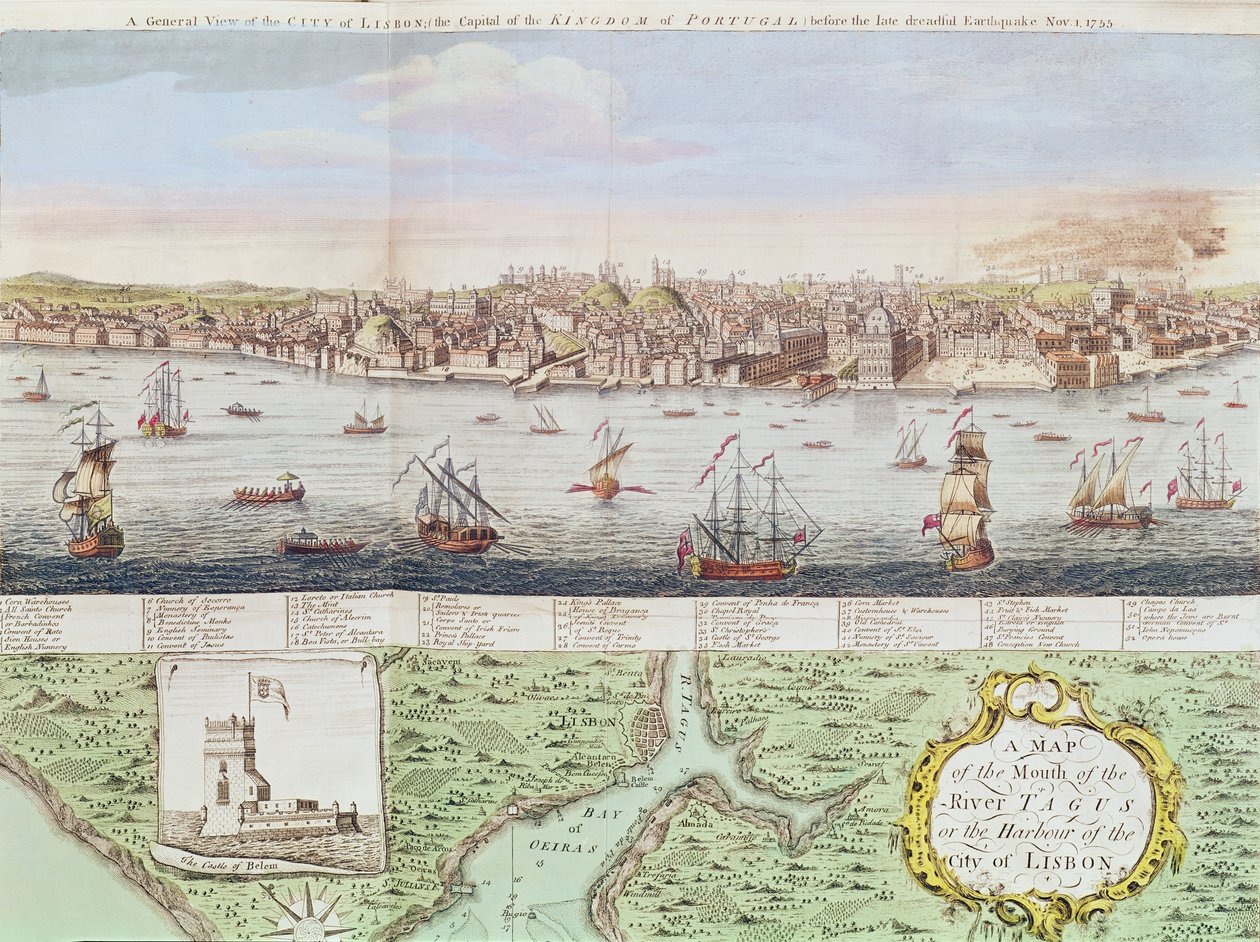 Udsigt over Lissabon, 1755 af English School