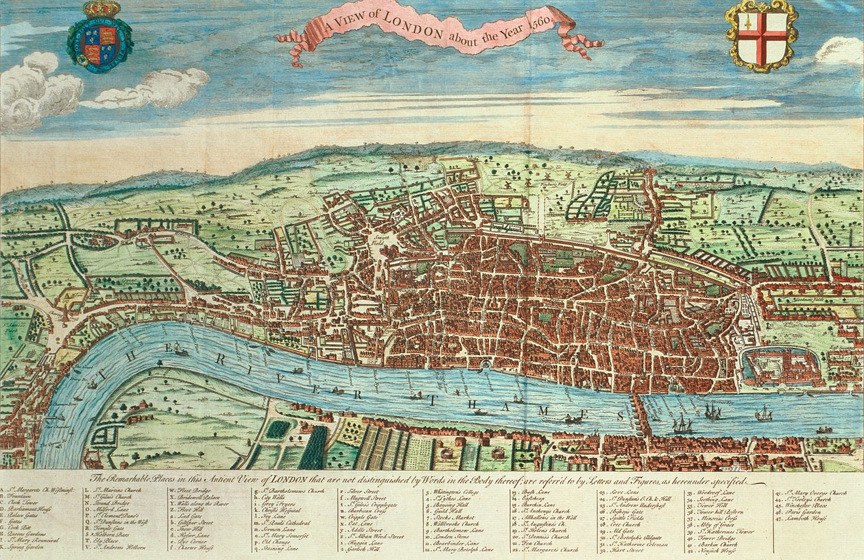 Udsigt over London, ca. 1560 af English School