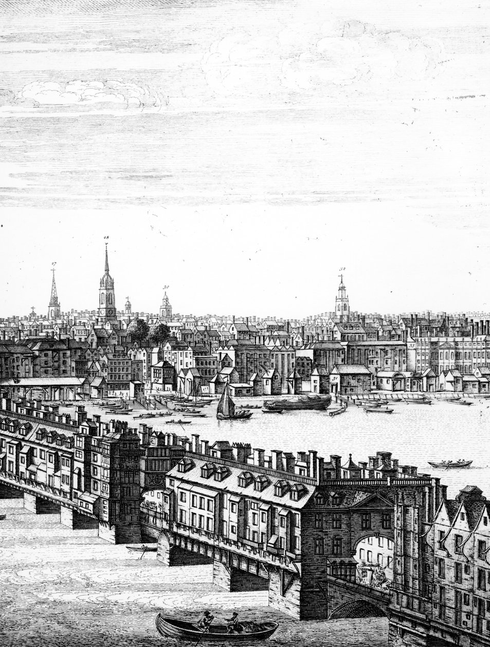 Udsigt over Old London Bridge af English School