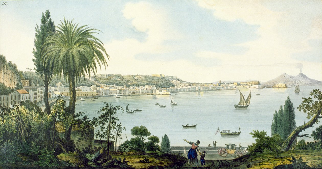 Udsigt over Napoli-bugten og Vesuv, plade III fra Sir William Hamiltons Campi Flegrei (tillæg), 1779 (wc) af English School