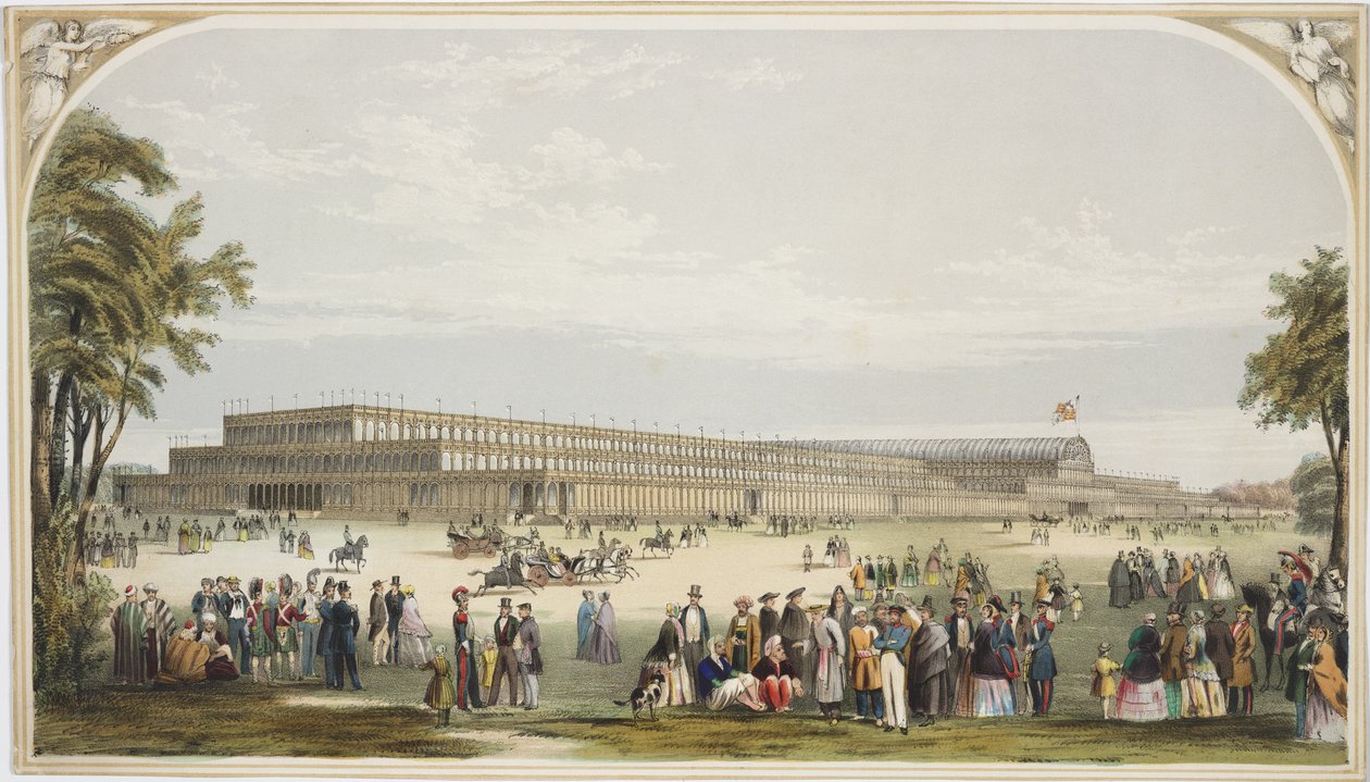 Udsigt over Crystal Palace, Hyde Park, 1851 af English School