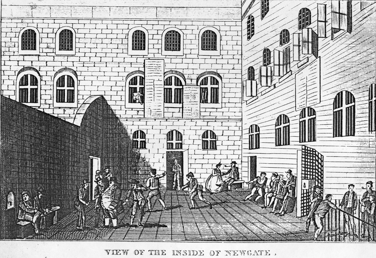 Udsigt over det indre af Newgate, 1809 af English School