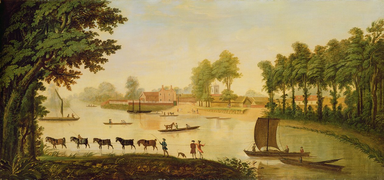 Udsigt over Shepperton ved Themsen, efter 1752 af English School