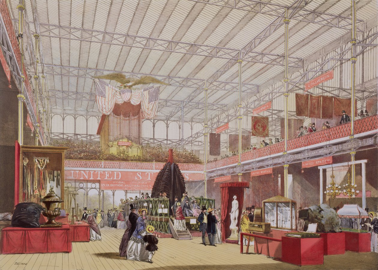 Udsigt over USA-delen af den store udstilling i 1851 fra 