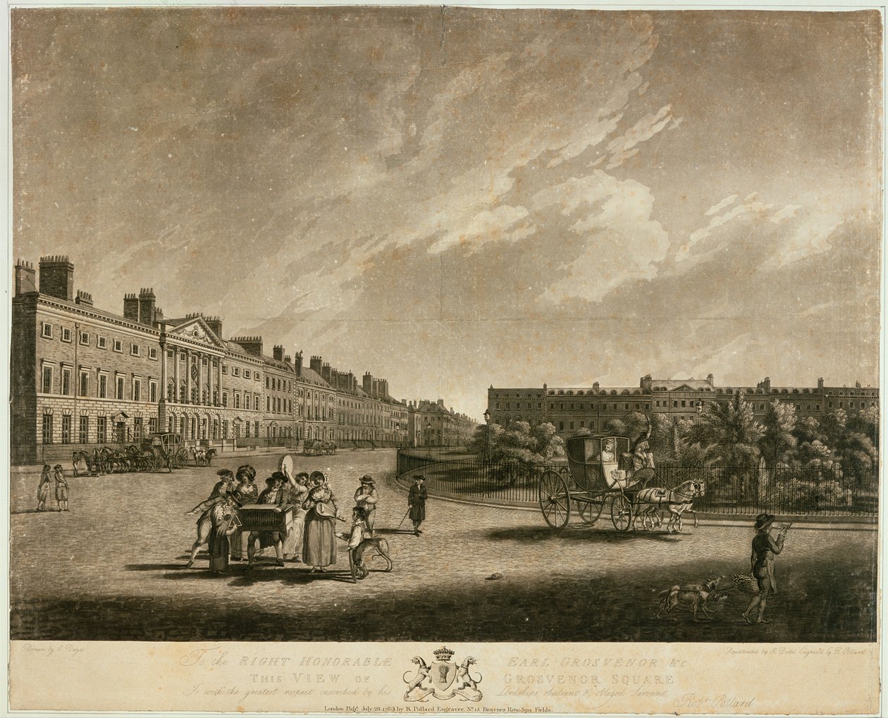 Udsigt over nordsiden af Grosvenor Square, 1789 af English School