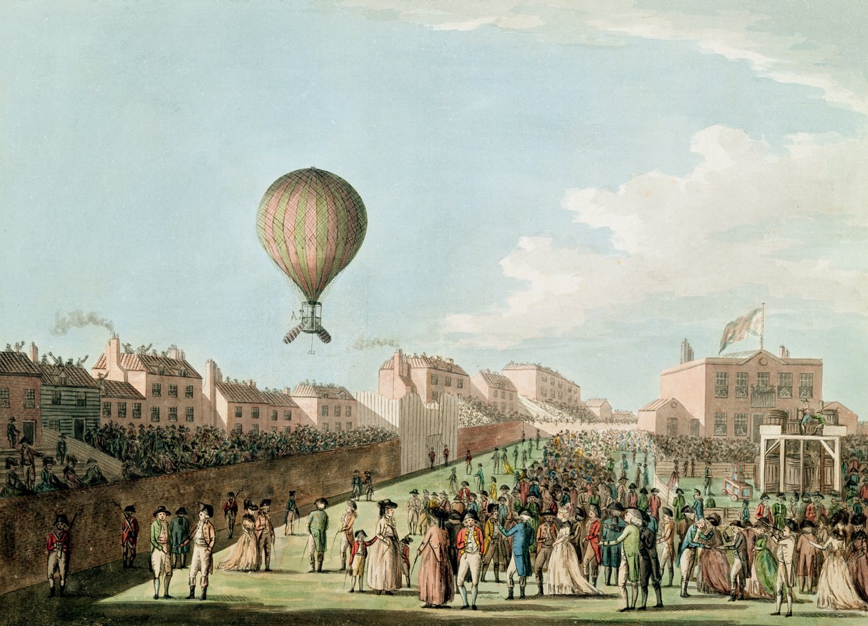 Vincent Lunardis Aerial Ascent from the Artillery Ground, 15. september 1784 af English School