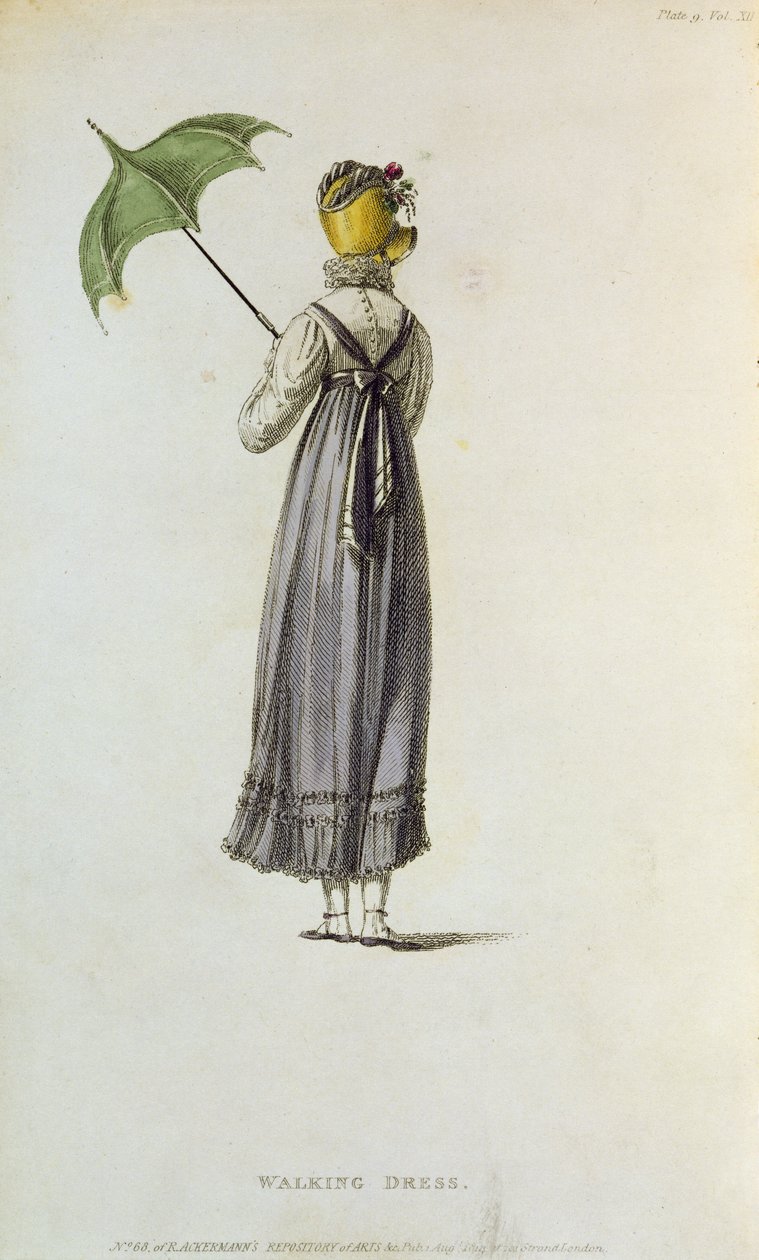 Walking Dress, 1814 (farvegravering) af English School