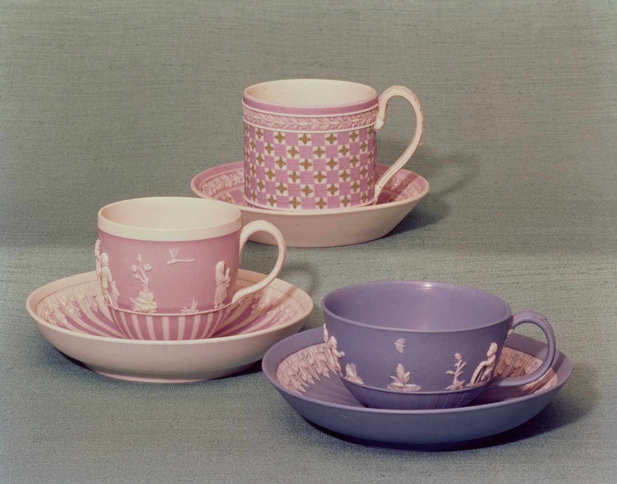 Wedgwood kopper og underkopper, 1785-90 (jasperware) af English School