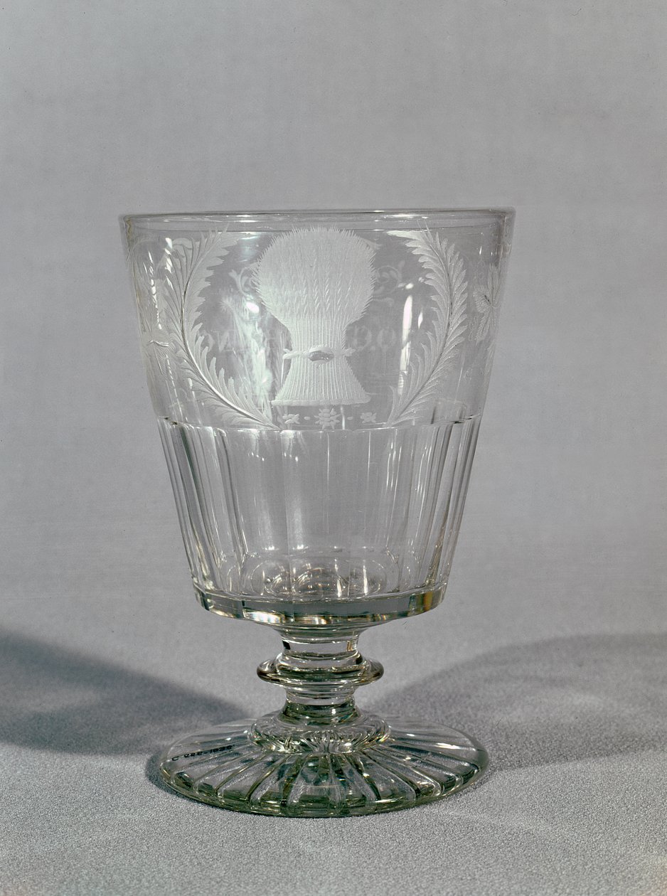 Wheel-engraved goblet, c.1800-25 (glass) af English School