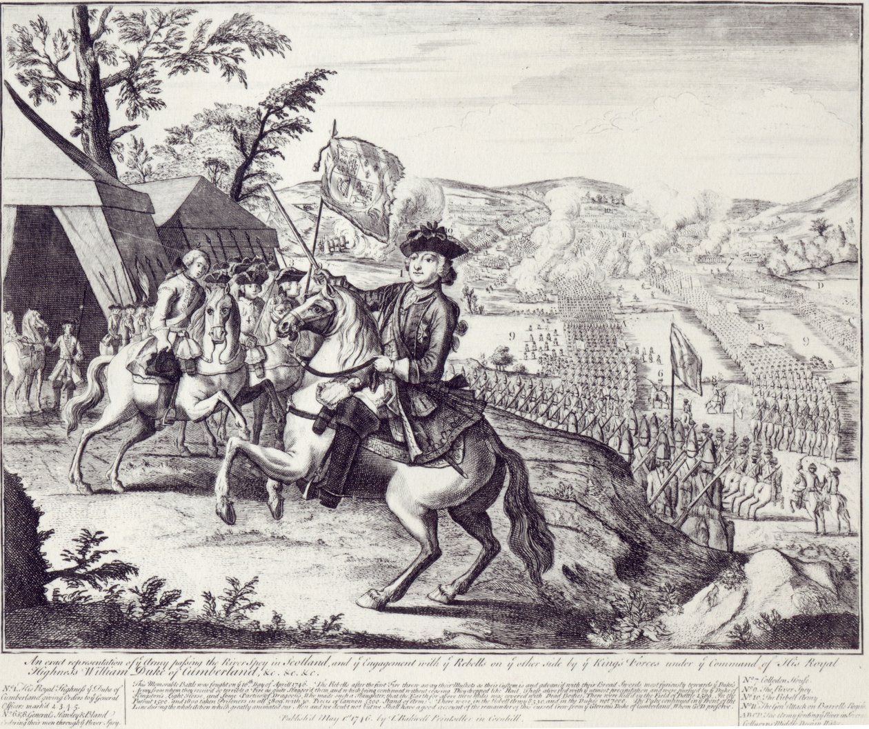 William Duke of Cumberland og oprørsstyrkerne, 1. maj 1746 af English School