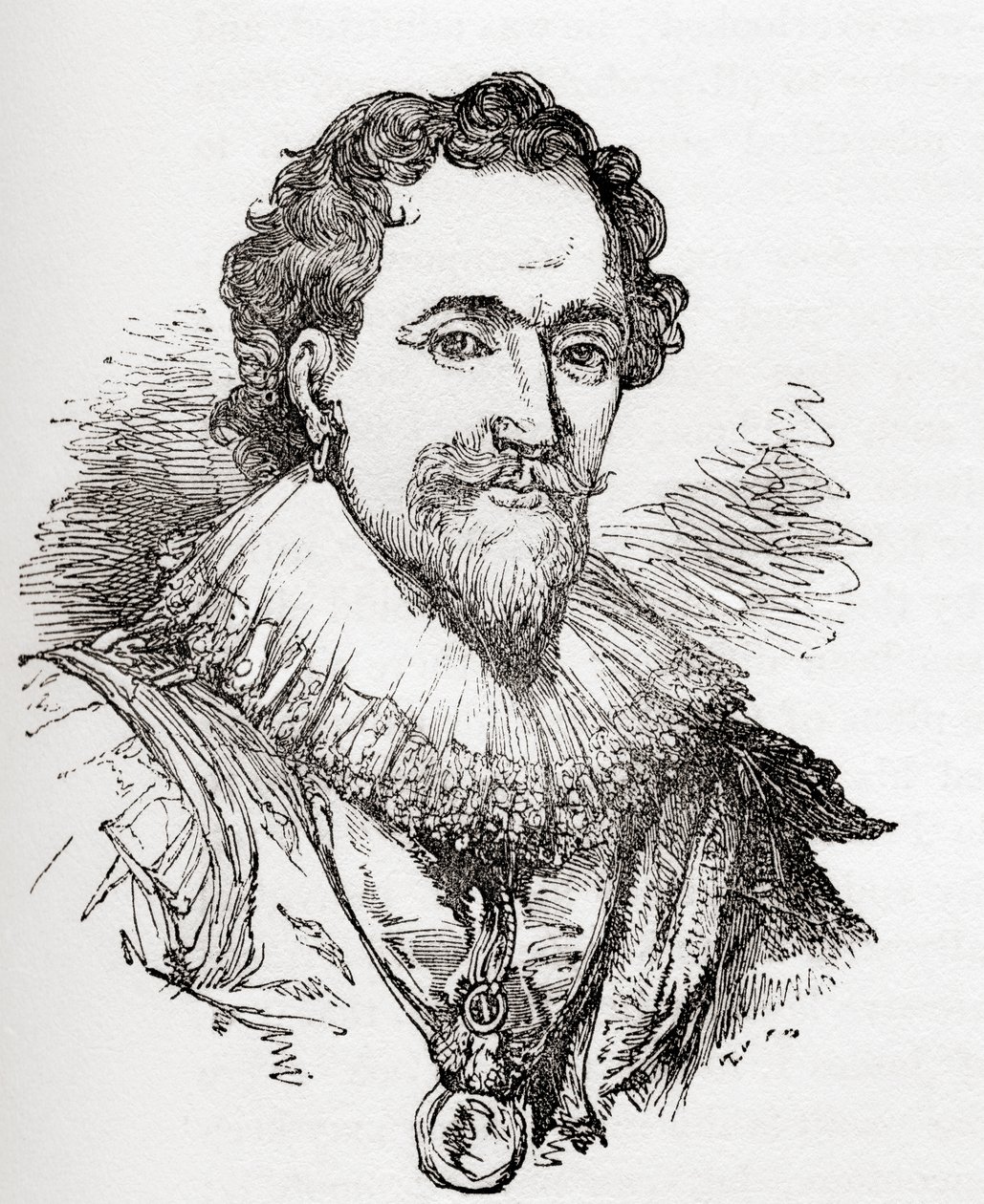 William Herbert, 3. jarl af Pembroke, 1580 - 1630. Engelsk adelsmand, politiker og hofmand, fra Old England: A Pictorial Museum, pub. 1847 af English School