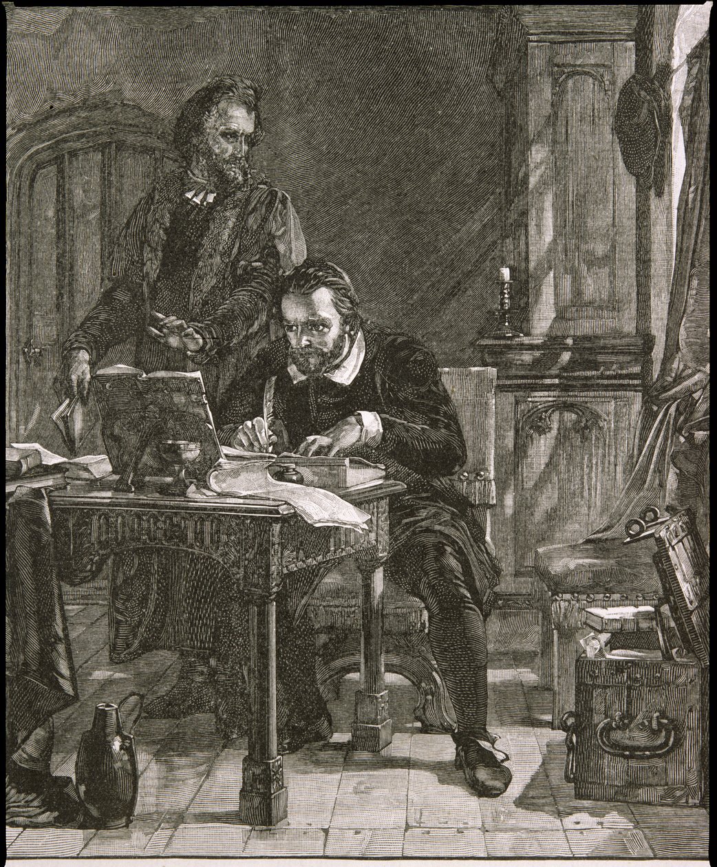 William Tyndale (ca.1492-1536) på arbejde af English School