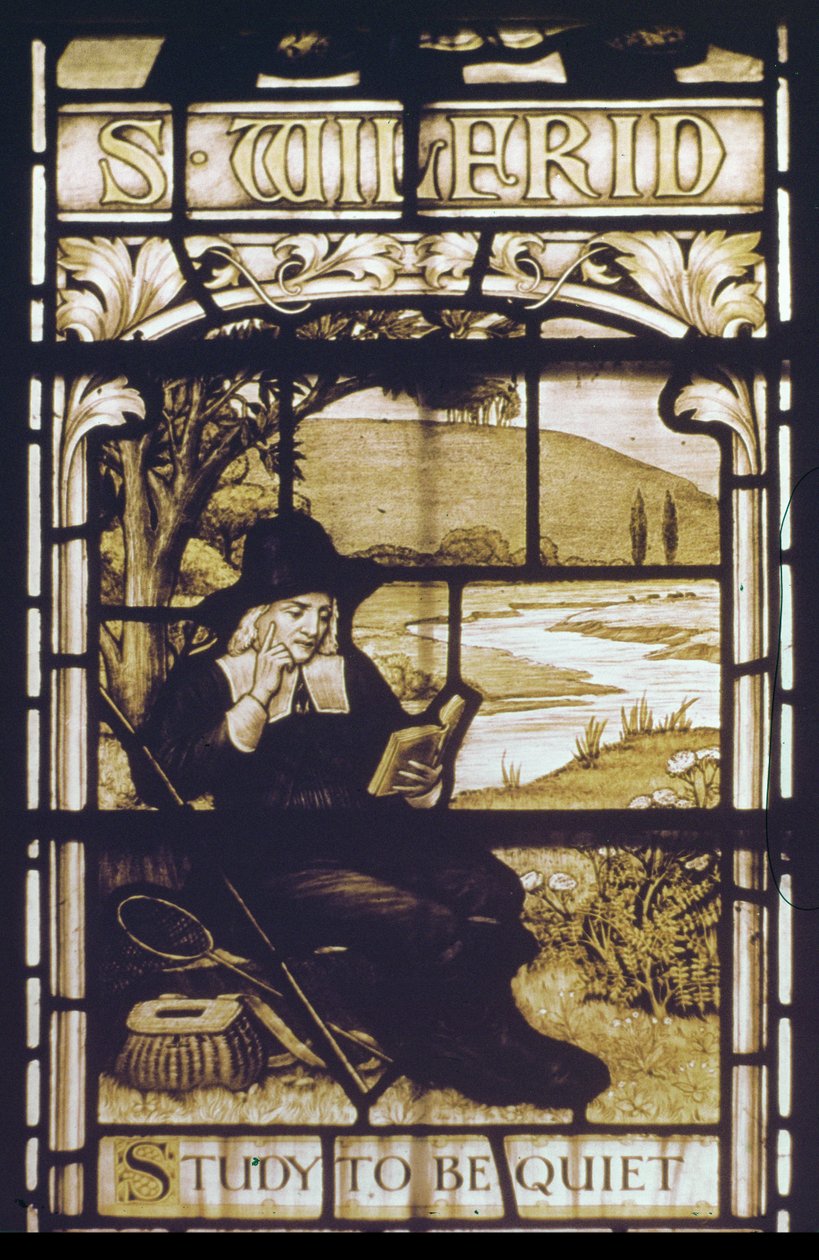 Vindue, der forestiller Izaak Walton (farvet glas) af English School