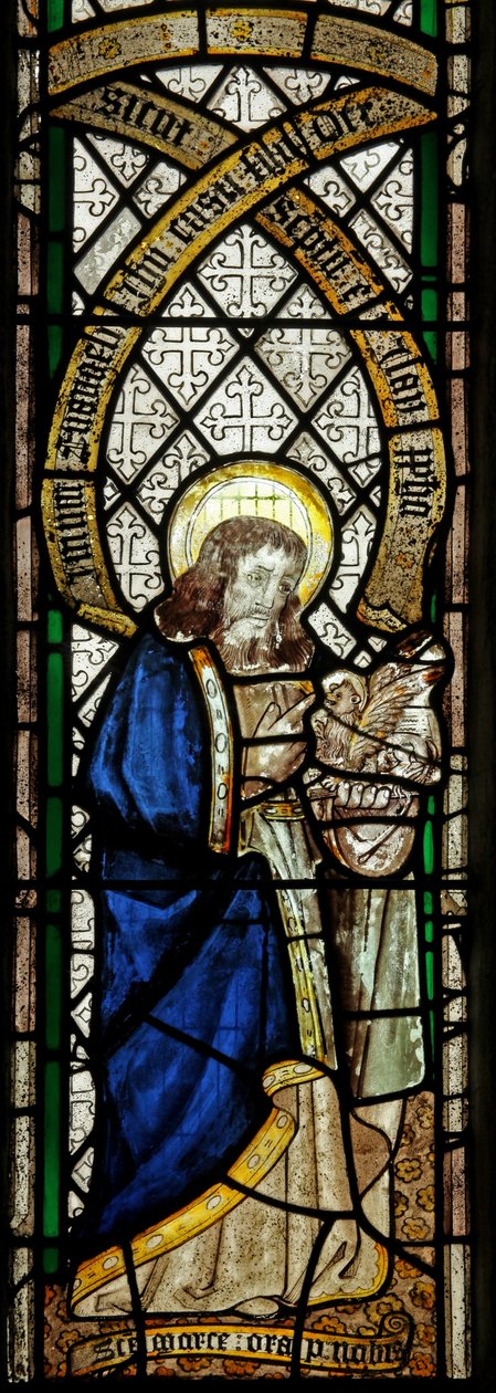 Vindue s5, der viser evangelisten: St Mark (farvet glas) af English School