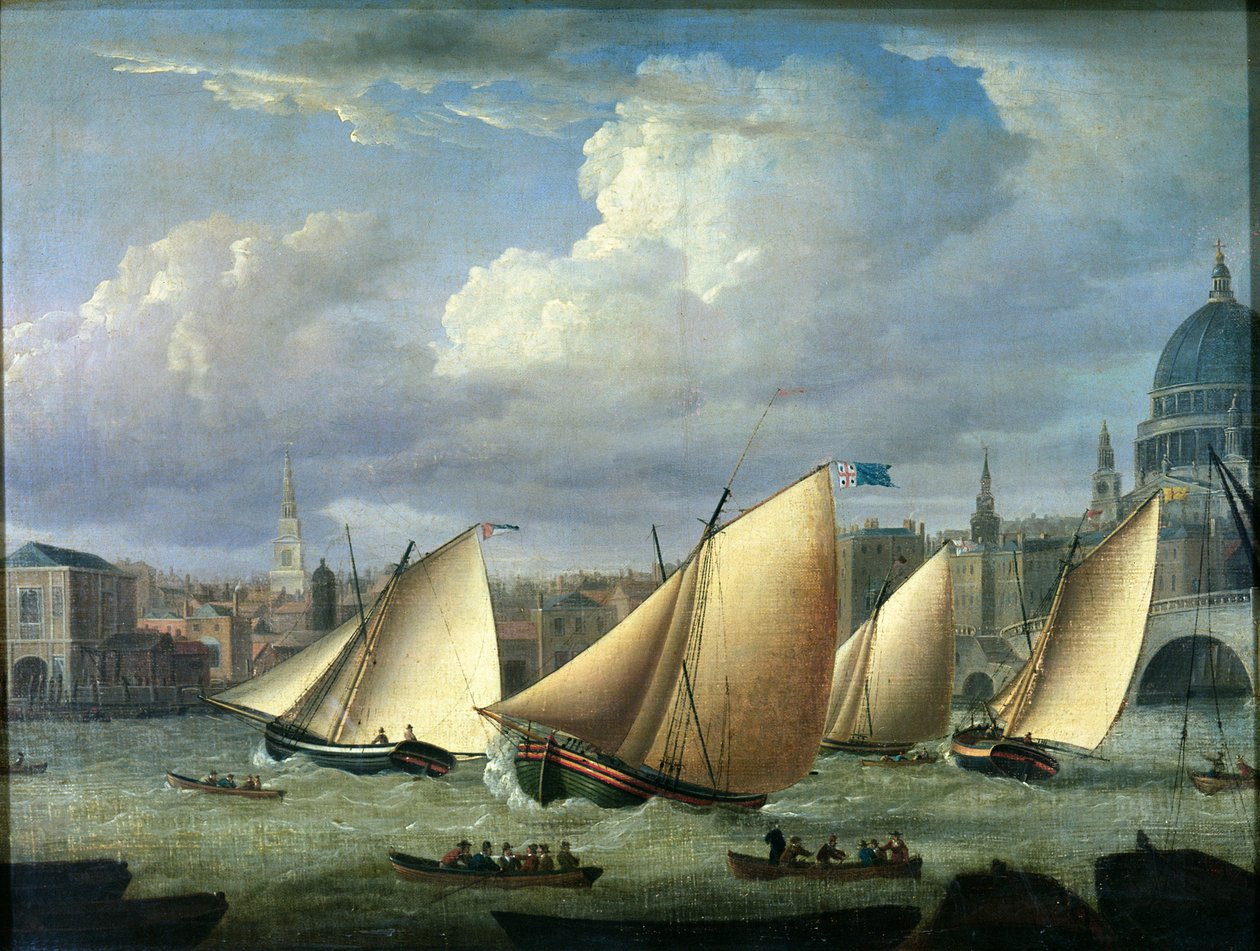 Yachts of the Cumberland Fleet starter ved Blackfriars, London af English School