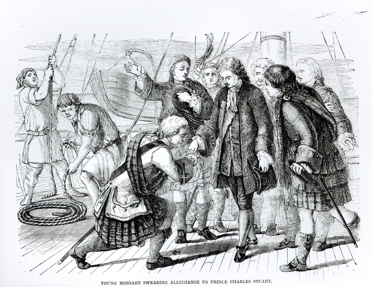 Unge Moidart sværger troskab til prins Charles Edward Stuart (1720-88) af English School