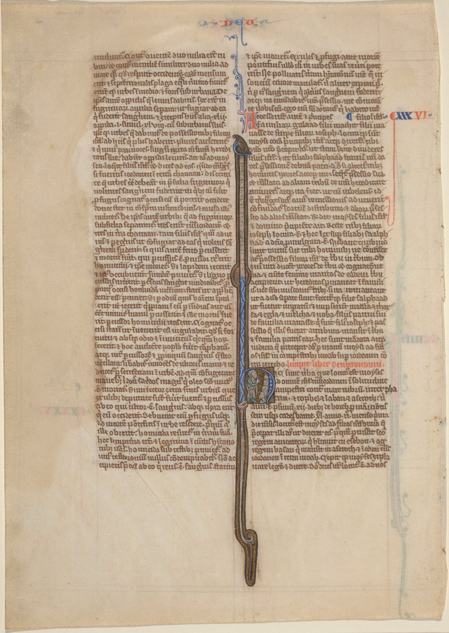 Manuskriptblad fra en bibel (5 Mosebog) af English 13th Century